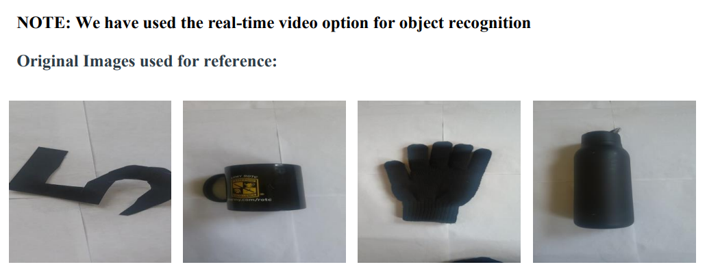 Original reference images: cut-out five, mug, glove, cylinder bottle